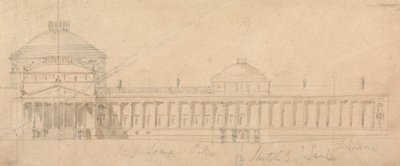 Skitse af en halv facade til et kongeligt palads, Hyde Park, London af Sir John Soane