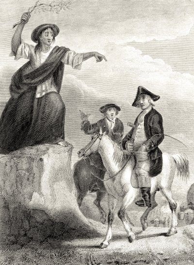 Meg Merrilies forudsiger faldet af House of Ellangown, illustration fra 