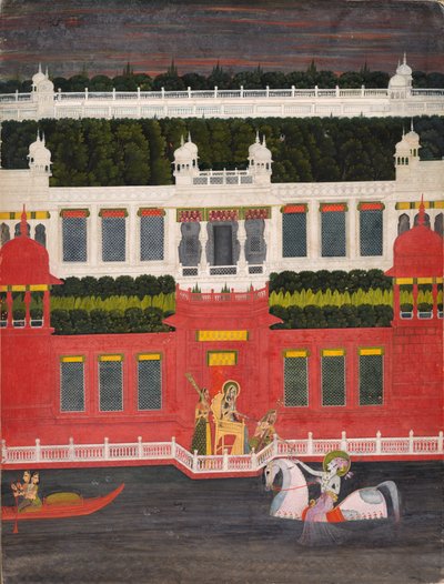 Krishna modtager en blomsterkrans, ca. 1750-1760. af Sitaram