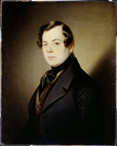 Portræt af digteren Vladimir Grigorievitch Benediktov (1807-1873) (Portræt af digteren Vladimir G. Benediktov) - Peinture de Sandor Kozina (1808-1873), huile sur toile (67x54 cm), ca. 1840 - A. Pushkin Memorial Museum, St. . Petersborg (Rusland) af Sándor Kozina