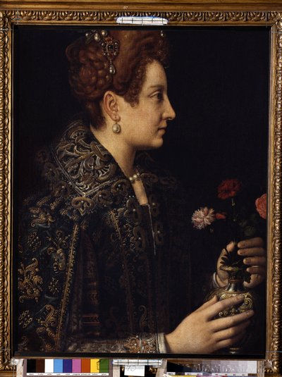 ""Portræt af en kvinde i profil"" (kvindeportræt) Maleri af Sofonisba Anguissola (cirka 1532-1625) Mål. 68,5x52,5 cm Eremitagemuseet, Sankt Petersborg af Sofonisba Anguissola