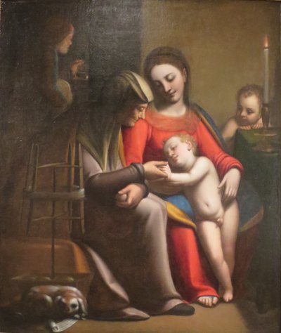 Den hellige familie med de hellige Anne og Johannes Døberen af Sofonisba Anguissola
