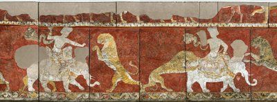 Sogdia - Sogdiana- Sogdian Art: Vægmaleri fra den røde hal i paladset i Varakhsha. Fragment. Fresco, 7.-8. århundrede, State Hermitage, St. Petersburg af Sogdian Sogdian