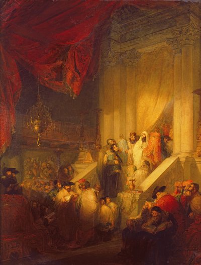 Læsning af loven i en synagoge af Solomon Alexander Hart