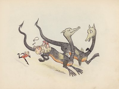 Illustration til Little Twin Dragons af S Rosamond Praeger (farvelitografi) af Sophia Rosamond Praeger