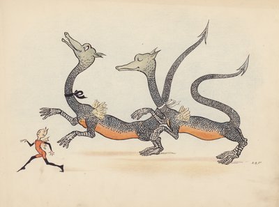 Illustration til Little Twin Dragons af S Rosamond Praeger (farvelitografi) af Sophia Rosamond Praeger
