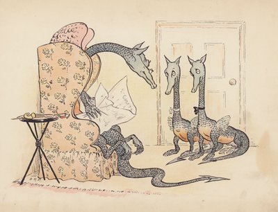 Illustration til Little Twin Dragons af S Rosamond Praeger (farvelitografi) af Sophia Rosamond Praeger