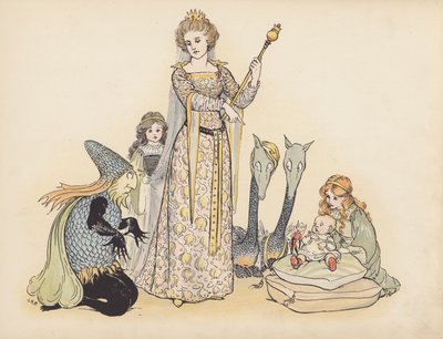 Illustration til Little Twin Dragons af S Rosamond Praeger (farvelitografi) af Sophia Rosamond Praeger