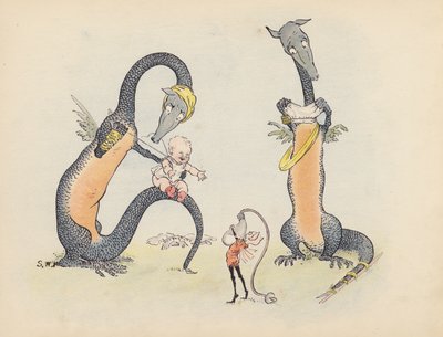 Illustration til Little Twin Dragons af S Rosamond Praeger (farvelitografi) af Sophia Rosamond Praeger
