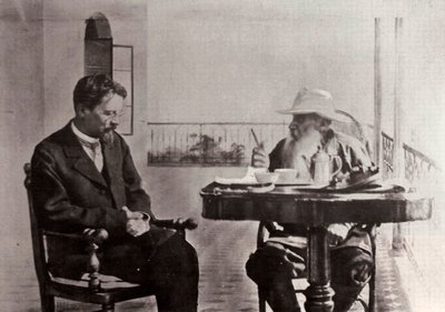 Leo Tolstoj og Anton Tjekhov, russiske forfattere, 1902 af Sophia Andreevna Tolstaya