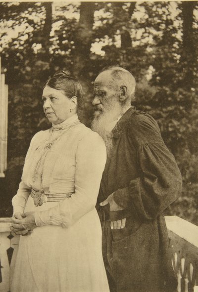 Den russiske forfatter Leo Tolstoy og hans kone, Sophia, Rusland, 1890