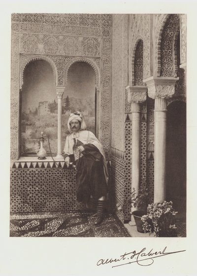 Albert F Calvert, portræt og signatur (farve litho) af Spanish Photographer