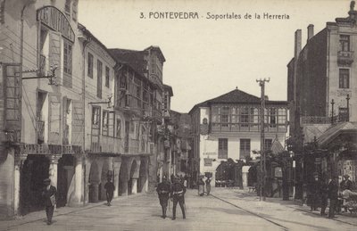 Smedeværkstedets arkader, Pontevedra, Spanien (s/h-foto) af Spanish Photographer