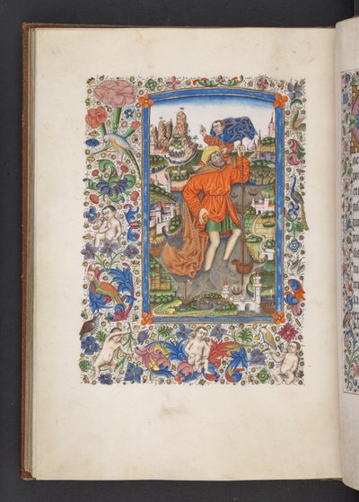 Tilføj MS 50004 f.64v Saint Christopher, der bærer Kristusbarnet, 