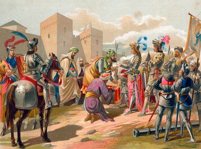 Boabdil overdrager Granada til den katolske krone af Spanish School