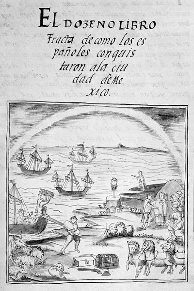 Codex om erobringen af Mexico: spaniernes ankomst af Spanish School