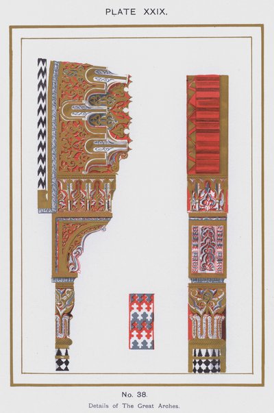Detaljer om The Great Arches (farve litho) af Spanish School