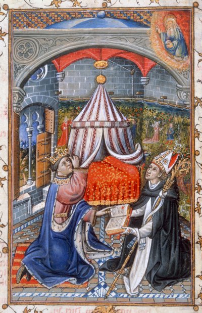 Andagt for morgen og aften, fra Alfonso V af Aragons bønbog, 1442 (tempera på vellum) af Spanish School