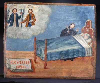Ex Voto dedikeret til SS. Cosmas og Damian i taknemmelighed for helbredelsen af en syg kvinde, 1821 af Spanish School