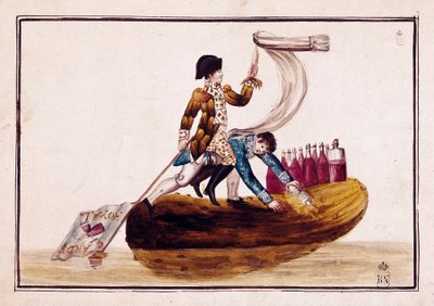 Udvisning af Joseph Bonaparte (1768-1844) (på en pickle) efter Vitorias nederlag i Spanien af Spanish School