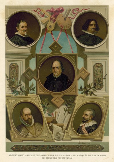 Berømte spanske historiske figurer fra det 17. århundrede af Spanish School