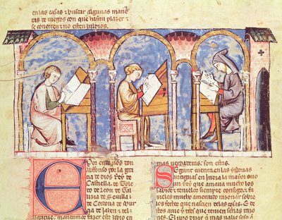 Fol.1v Games Table Makers, fra bogen om spil, skak, terninger og brædder, 1282 af Spanish School