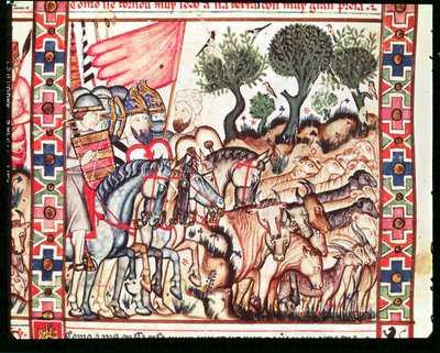 Fol.68v Tyrkere og maurere genvinder deres land, fra Cantigas de Santa Maria af Spanish School
