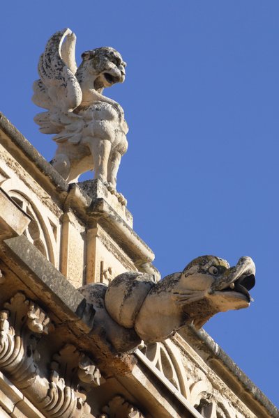 Gargoyle og acroteria, detaljer fra ydersiden af Spanish School