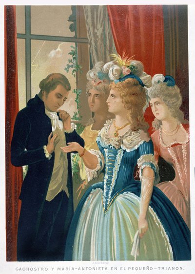 Interview af Marie-Antoinette og Cagliostro ved Petit Trianon af Spanish School