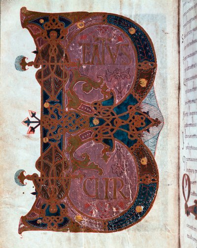 Lettrine B (Beatus). Miniature taget fra "" Time Book af Ferdinand I (Fernando I de Leon y Castilla af Spanish School