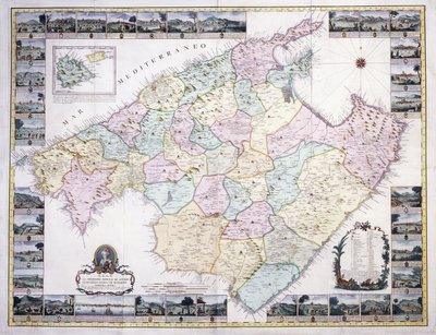 Kort over øen Mallorca, 1785 af Spanish School