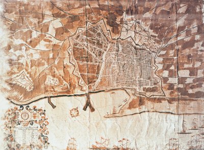 Kort over byen Barcelona, 1697 af Spanish School