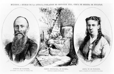 Mexico - Ruinerne af den antikke befolkning i Chichen Itza, nær Merida, Yucatan, illustration fra La Ilustracion Espanola y Americana 1877 af Spanish School