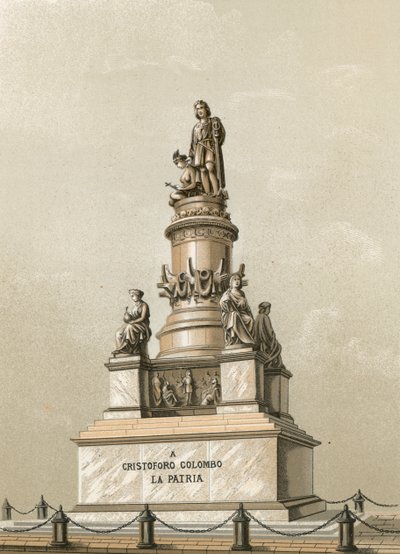Monument til Columbus i Genova af Spanish School
