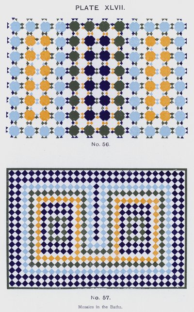 Mosaikker i badene (farve litho) af Spanish School