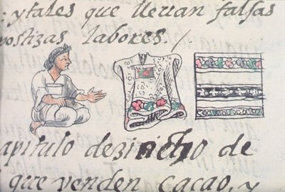 Fru Palat. 218-220 Bog IX En aztekisk købmand, der sælger kapper, fra den florentinske Codex af Bernardino de Sahagun, ca. 1540-85 af Spanish School