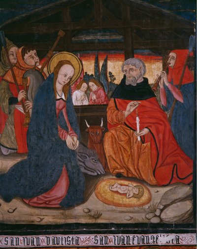 Fødselskirken, panel fra kirken San Andres of Tortura, slutningen af det 15. århundrede-begyndelsen af det 16. århundrede (malet træ) af Spanish School