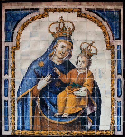Our Lady of the People - Azulejos (fajance) omkring 1670, af en anonym sevillan, fra folkets kloster i Sevilla (Spanien) - Museum of Fine Arts of Sevilla, Spanien af Spanish School