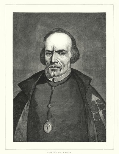 Pedro Calderon de la Barca, spansk soldat, præst og forfatter (litho) af Spanish School