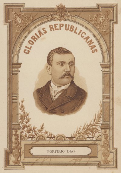 Porfirio Diaz, mexicansk soldat og politiker (litho) af Spanish School