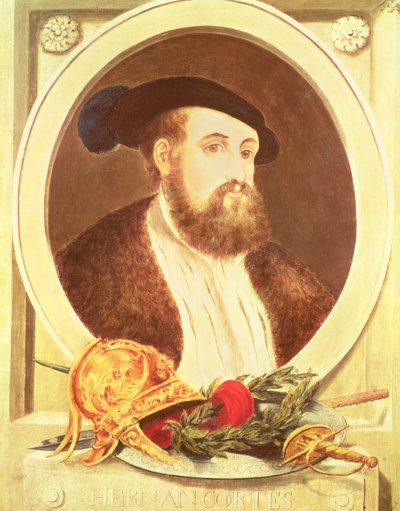 Portræt af Hernan Cortes (1485-1547) af Spanish School