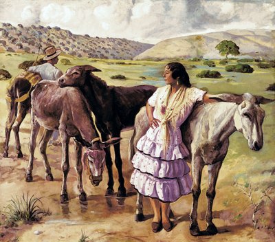 Retur af messen, mellem Puerto Real og Jerez de la Frontera (Spanien). Anonymt maleri. Olie på lærred, første halvdel af det 20., spansk kunst. Museum i Cadiz. af Spanish School