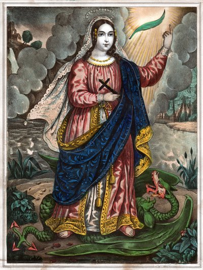 Den hellige Margaret af Antiokia. (stik, ca. 1830) af Spanish School