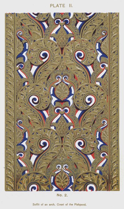 Soffit af en bue, Court of the Fishpond (farve litho) af Spanish School