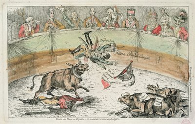 Spansk Tyr, karikatur af Joseph Bonaparte, konge af Spanien, 1809 af Spanish School