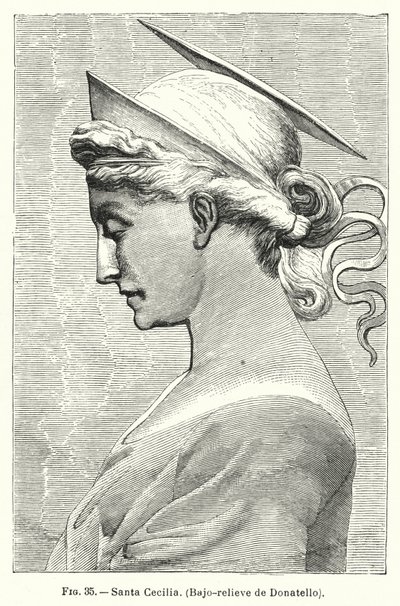 Sankt Cecilia, basrelief af Donatello (litho) af Spanish School