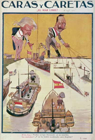 Kaiser og onkel Sam på tidspunktet for 1. Verdenskrig, 1915 af Spanish School