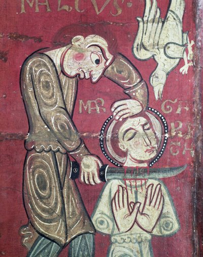 Martyrdommen af St. Margaret af Antiochia, detalje fra alterets frontal fra klostret Santa Margarida de Vilaseca (tempera på egetræspanel) af Spanish School