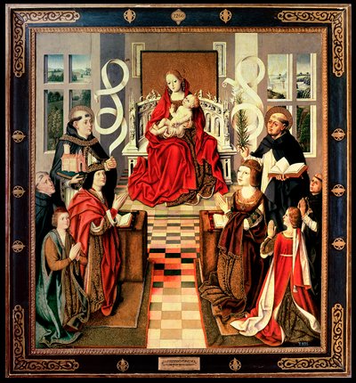 The Virgin of the Catholic Kings, ca. 1490 (olie på panel) (se 161527 og 3947 for detaljer) af Spanish School