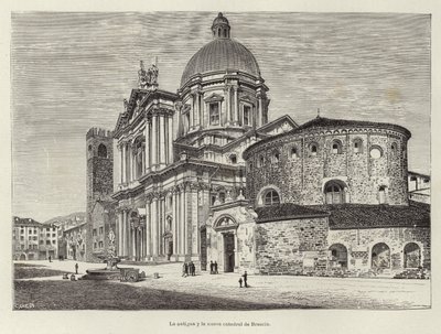 Den gamle og den nye katedral i Brescia af Spanish School